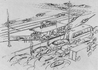 [sketch of PeoplePod system
in use]