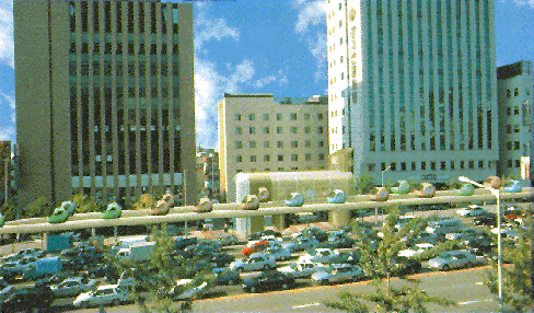 [Skycar street scene]