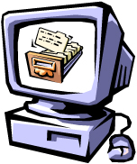 computer with card catalog drawer