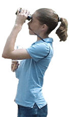 young girl looking through binoculars