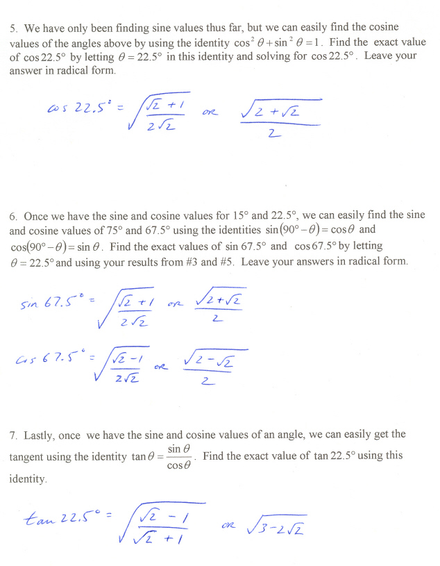 TRIG IDENTITIES WORKSHEET