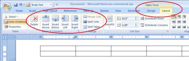 how to insert tabs in word table