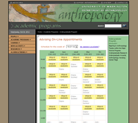 screen shot of Anthropology's advising calendar.