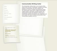 screen shot of Communication Writing Center site.