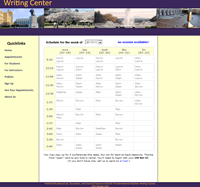 screen shot of POLS/LSJ/IS Writing Center site.