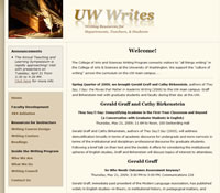 screen shot of UW Writes site.