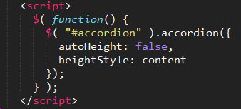 jQuery accordion class initialized with autoHeight: false and heightStyle: 'content'