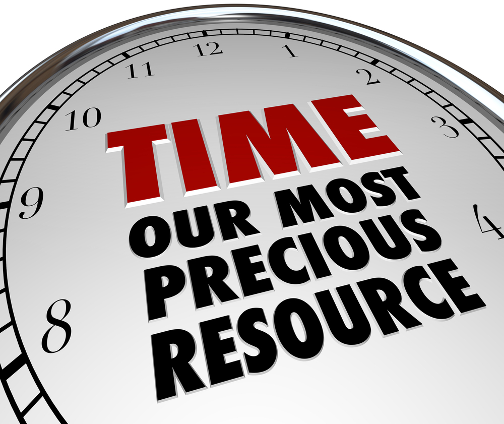 image of a clock that says time our most precious resource