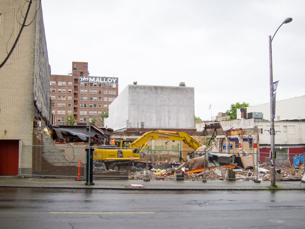 The former UW building didn't take long to demolish.