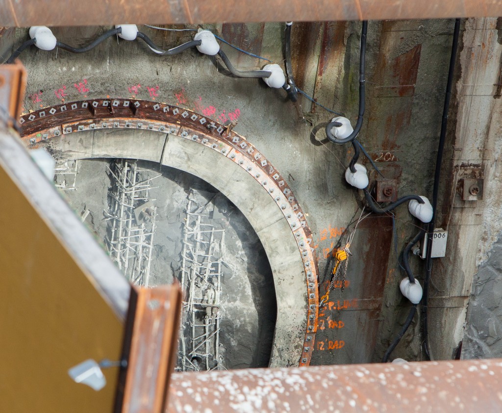 The cutterhead of the TBM is not yet visible.