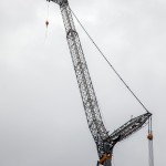 The jib atop the boom which extends the crane's reach another 150 feet or so.