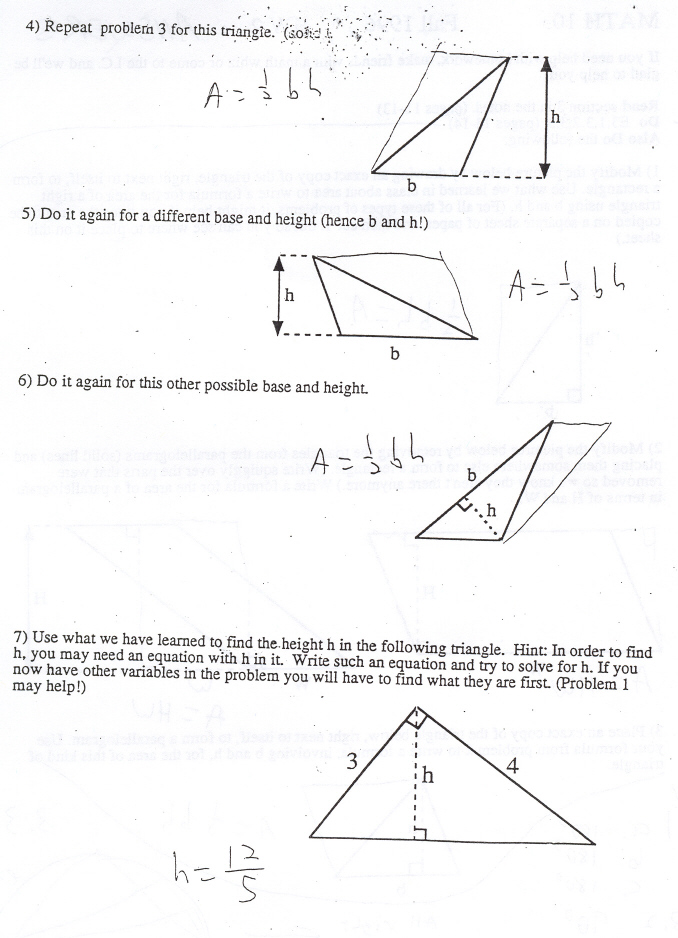 AREA WORKSHEET